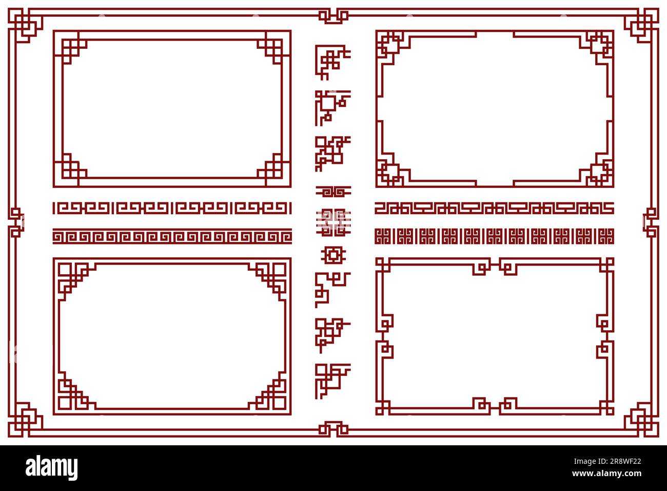 Traditional korean door and window ornament, chinese wall design, japan  frames vector set. Traditional chinese decoration illustration Stock Vector  Image & Art - Alamy