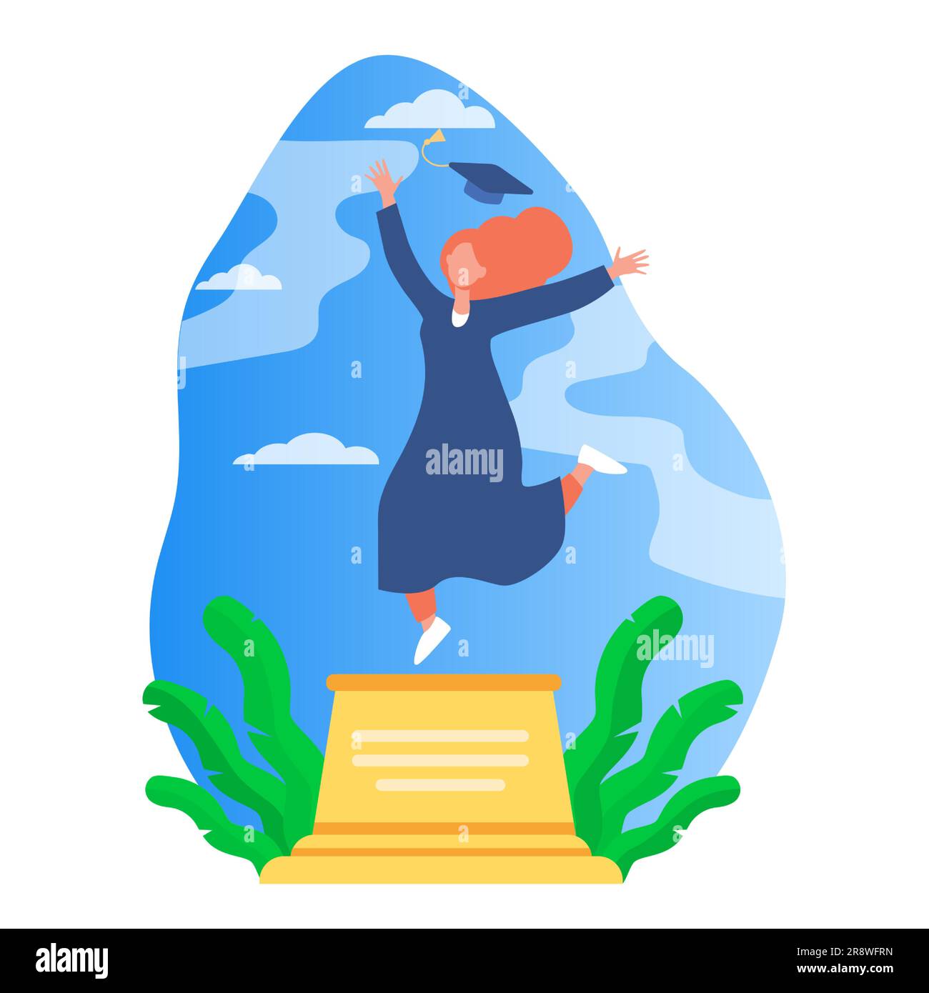 Happy female student celebrating graduation Stock Vector Image & Art ...
