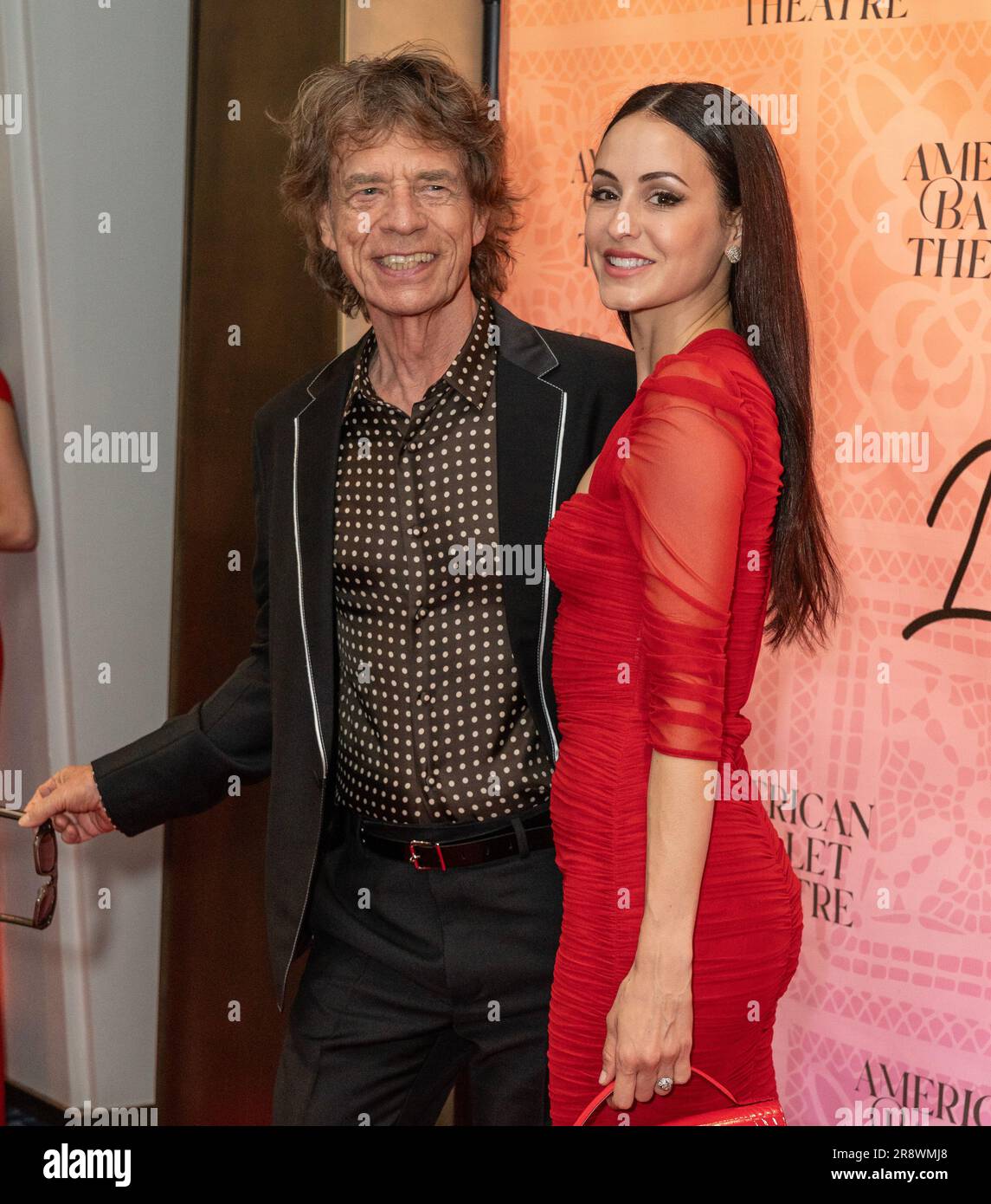 Mick Jagger and Melanie Hamrick attend 2023 American Ballet Theatre's June Gala and Premiere of 'Like Water For Chocolate' in New York on June 22, 2023 at The Metropolitan Opera House Stock Photo