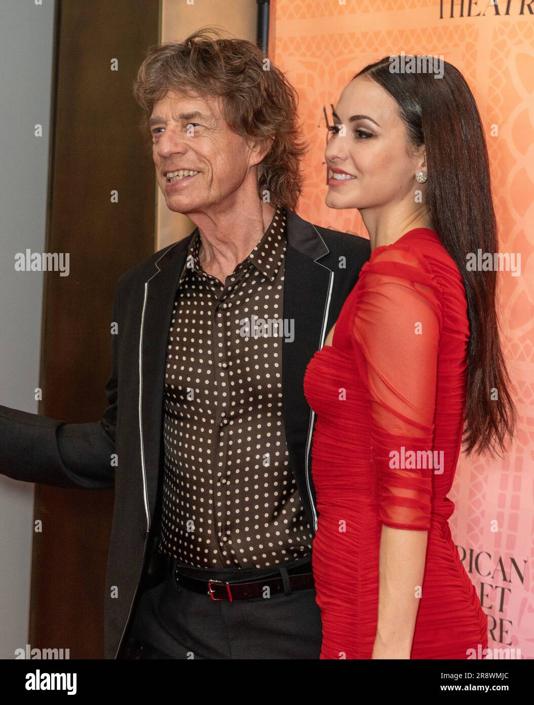 Mick Jagger and Melanie Hamrick attend 2023 American Ballet Theatre's June Gala and Premiere of 'Like Water For Chocolate' in New York on June 22, 2023 at The Metropolitan Opera House Stock Photo
