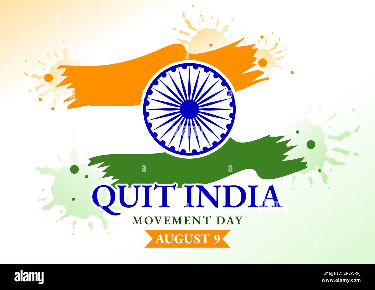 Quit India Movement Day Vector Illustration on 9 August with Indian Flag and People Silhouette in Flat Cartoon Hand Drawn Background Templates Stock Vector