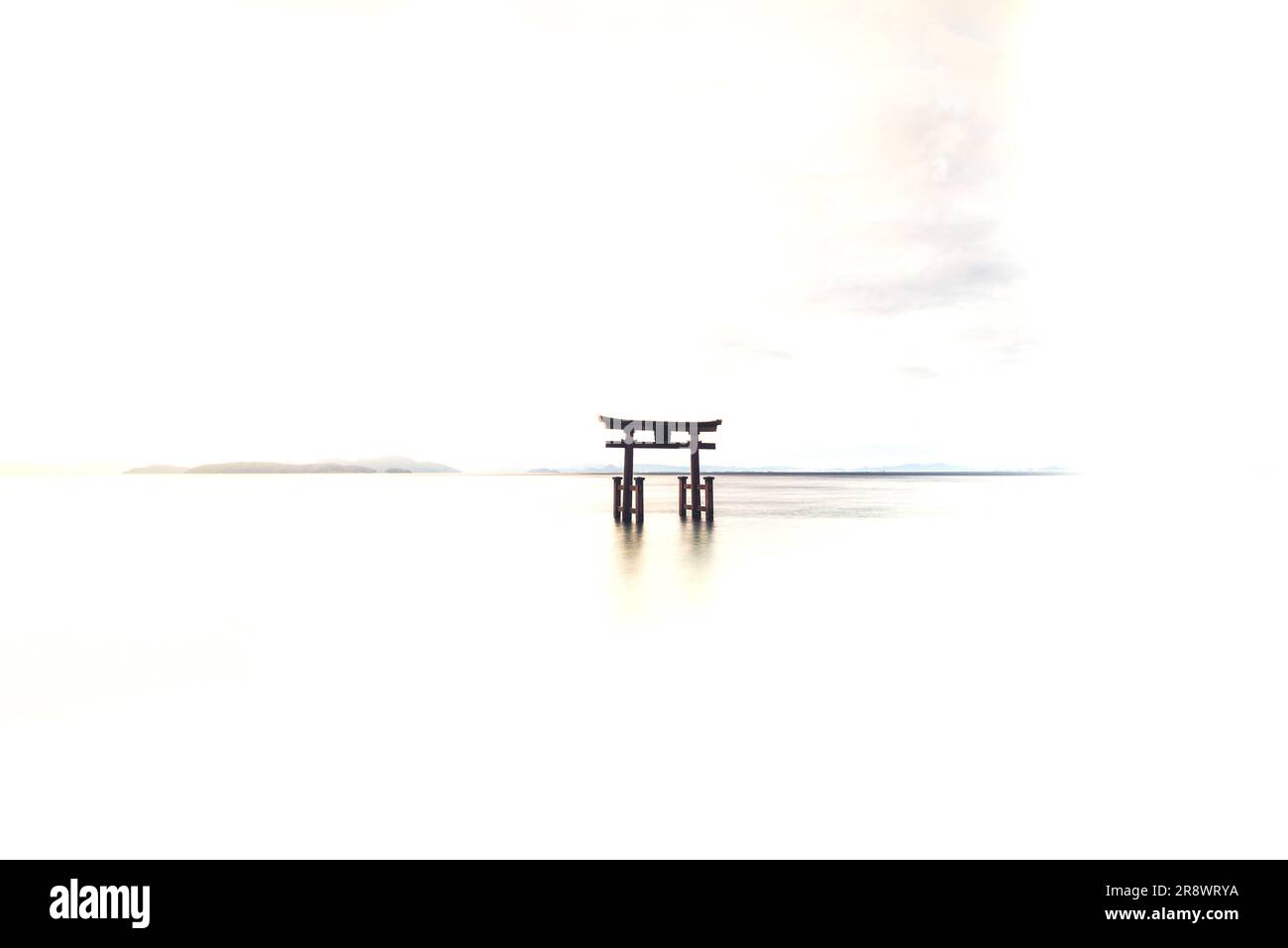 Shirahige Shrine Torii of Lake Biwa with white background Stock Photo ...