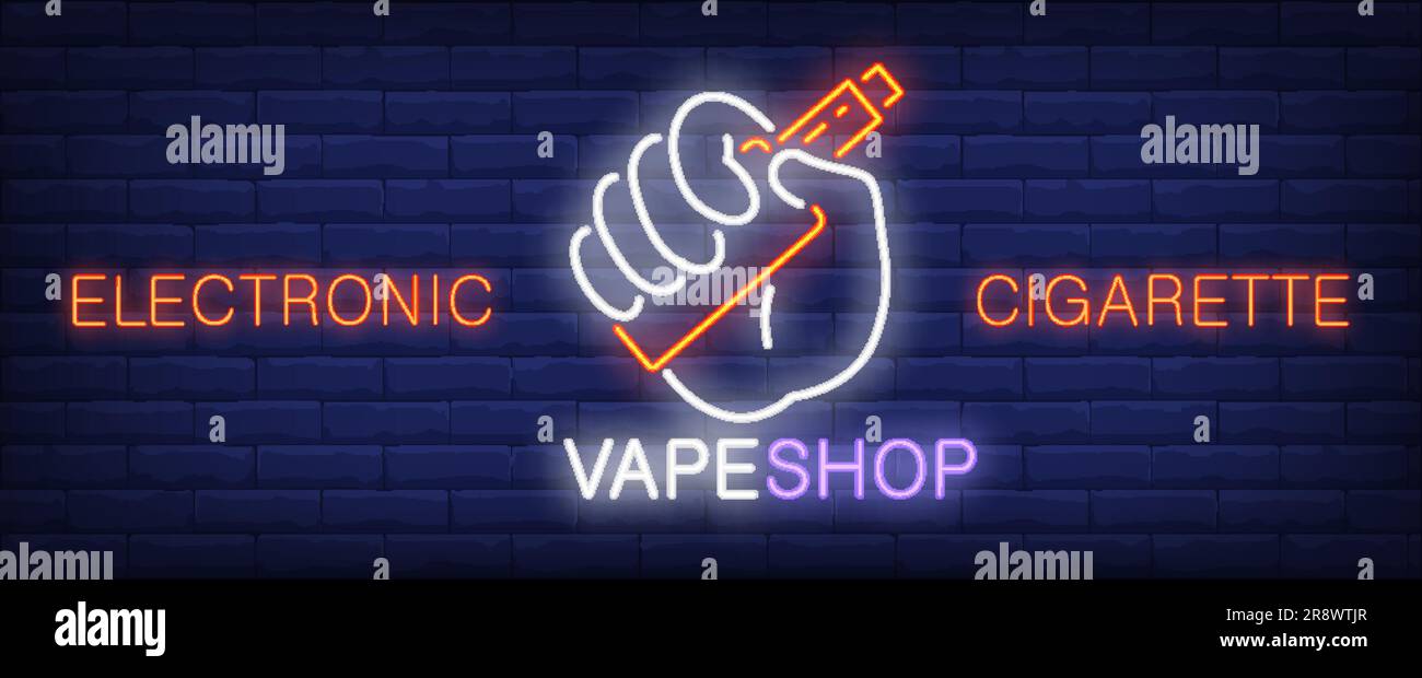 Electronic cigarette neon sign Stock Vector