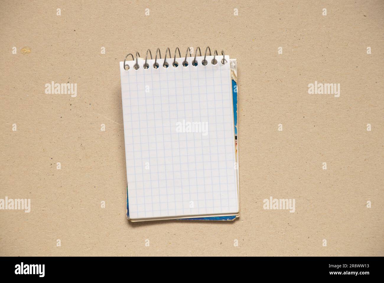 old blank squared notebook on paper close up Stock Photo
