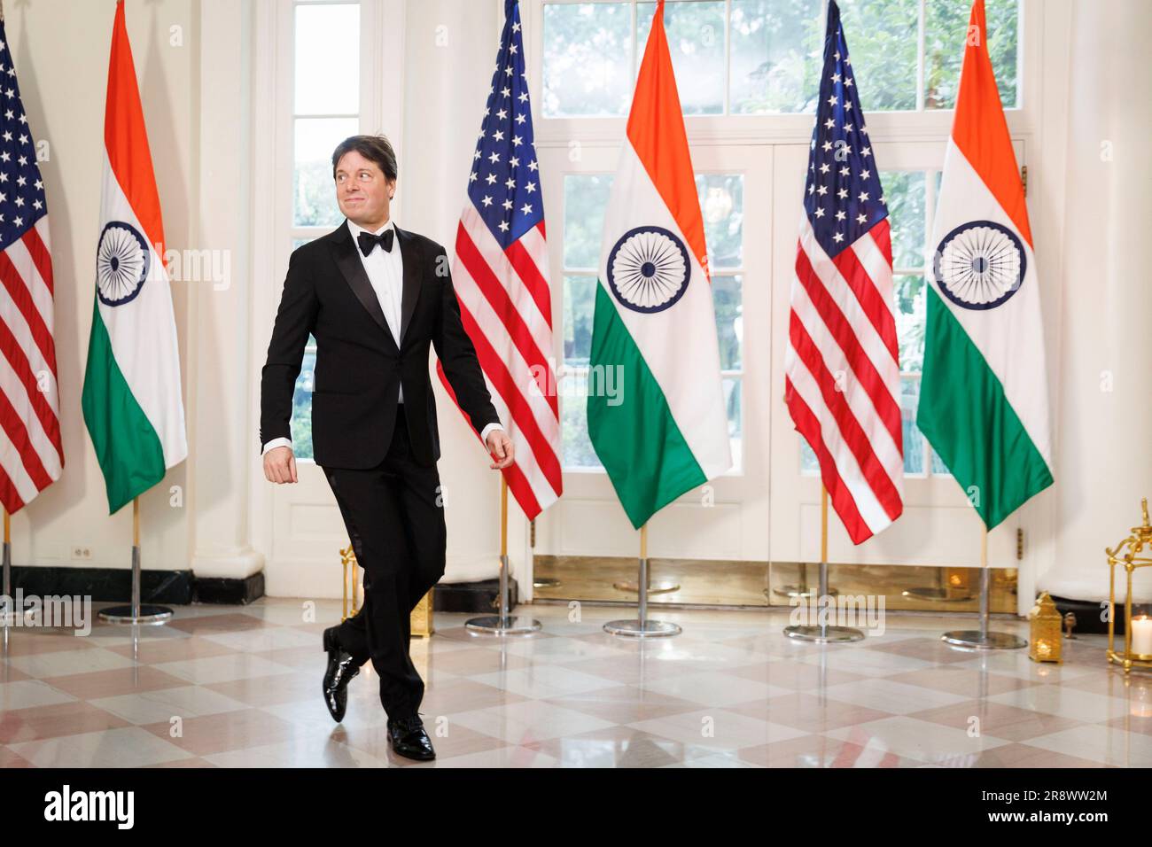 Washington, United States. 22nd June, 2023. Joshua Bell, violinist, arrives at a state dinner in honor of Indian Prime Minister Narendra Modi hosted by US President Joe Biden and First Lady Jill Biden at the White House in Washington, DC on Thursday, June 22, 2023. Biden and Modi announced a series of defense and commercial deals designed to improve military and economic ties between their nations during a state visit at the White House today. Photo by Ting Shen/UPI Credit: UPI/Alamy Live News Stock Photo