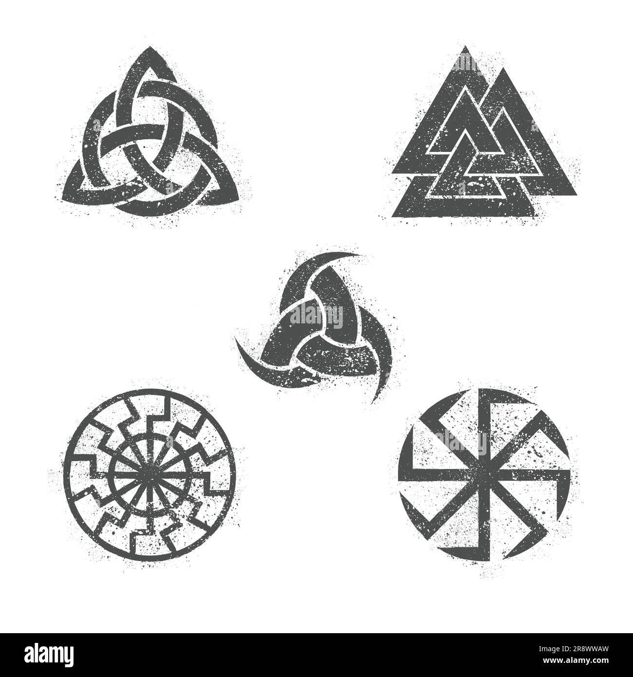 Scandinavian viking ink blots symbols set Stock Vector
