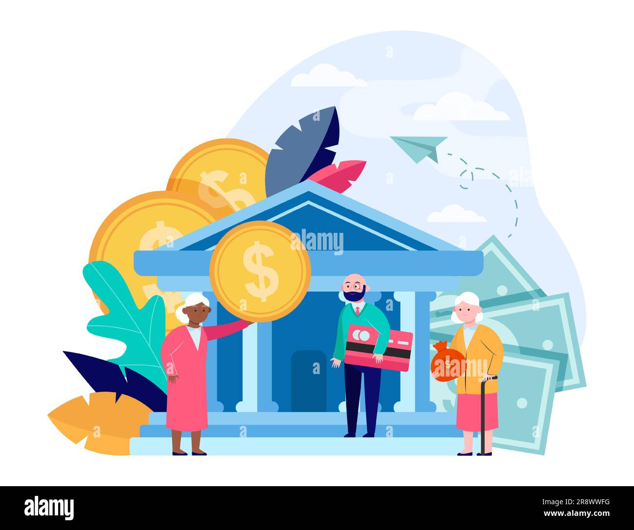 Old people getting pension payment Stock Vector Image & Art Alamy