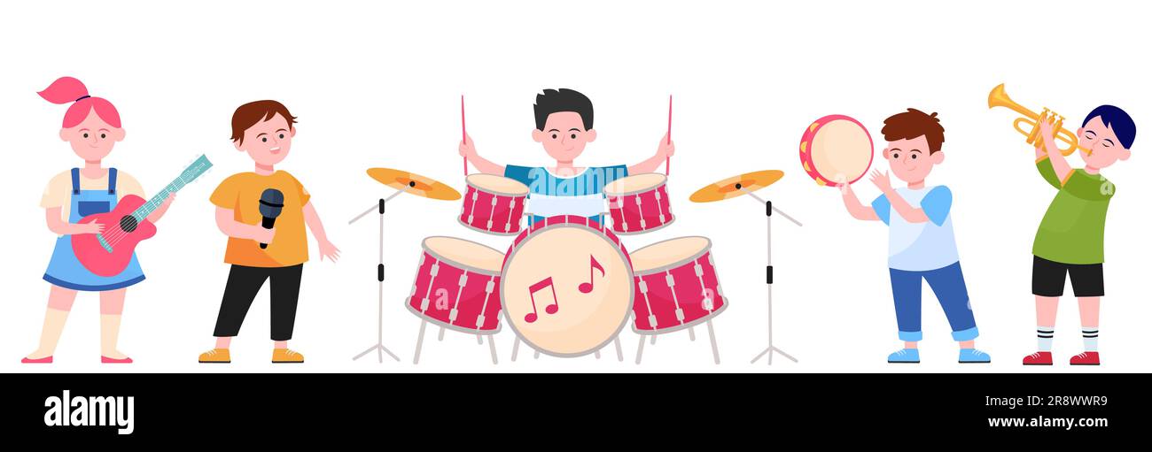 Cartoon children band flat vector illustration Stock Vector Image & Art ...