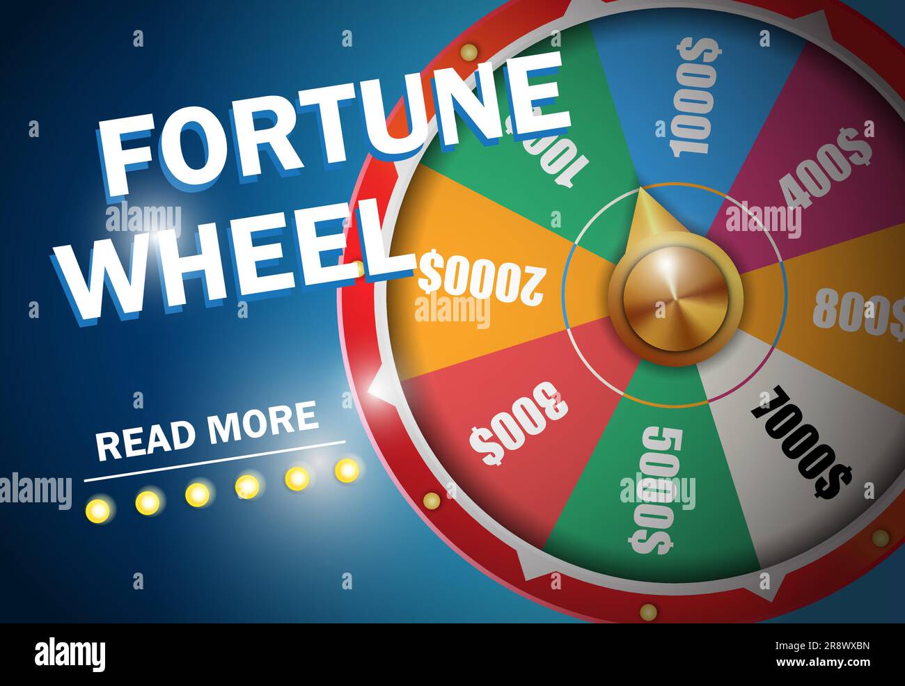 Fortune wheel inscription on blue background Stock Vector