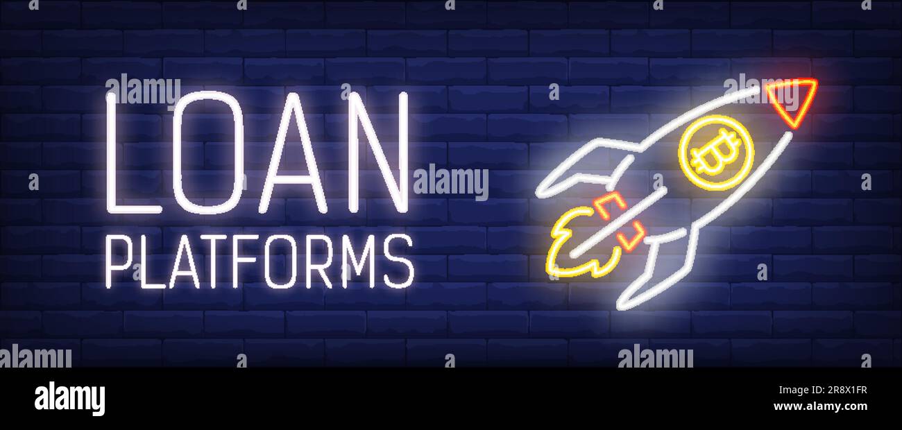 Loan platform vector illustration in neon style Stock Vector