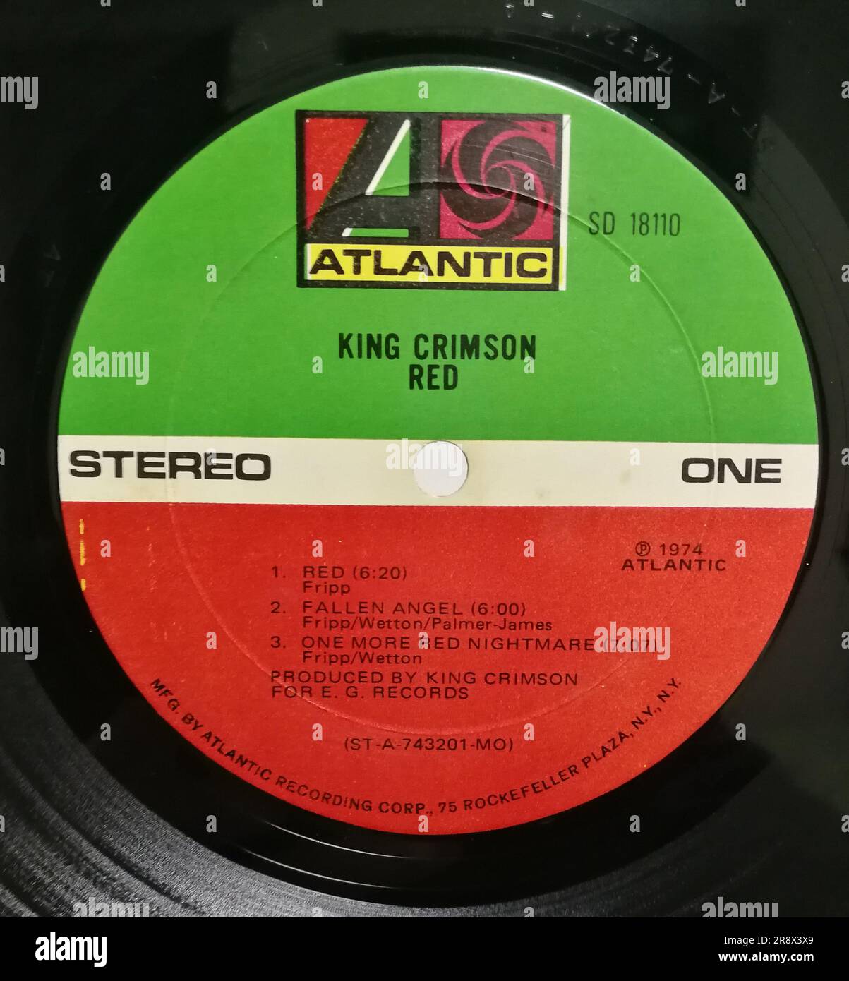 King Crimson 1974 seventh studio album Red vinyl LP Atlantic Records label Stock Photo