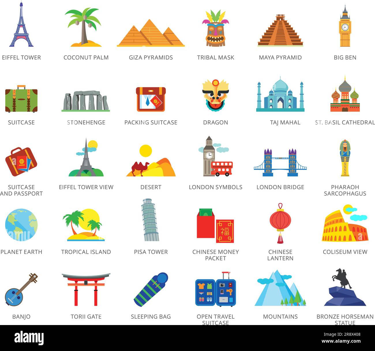 Travel flat icons set Stock Vector Image & Art - Alamy
