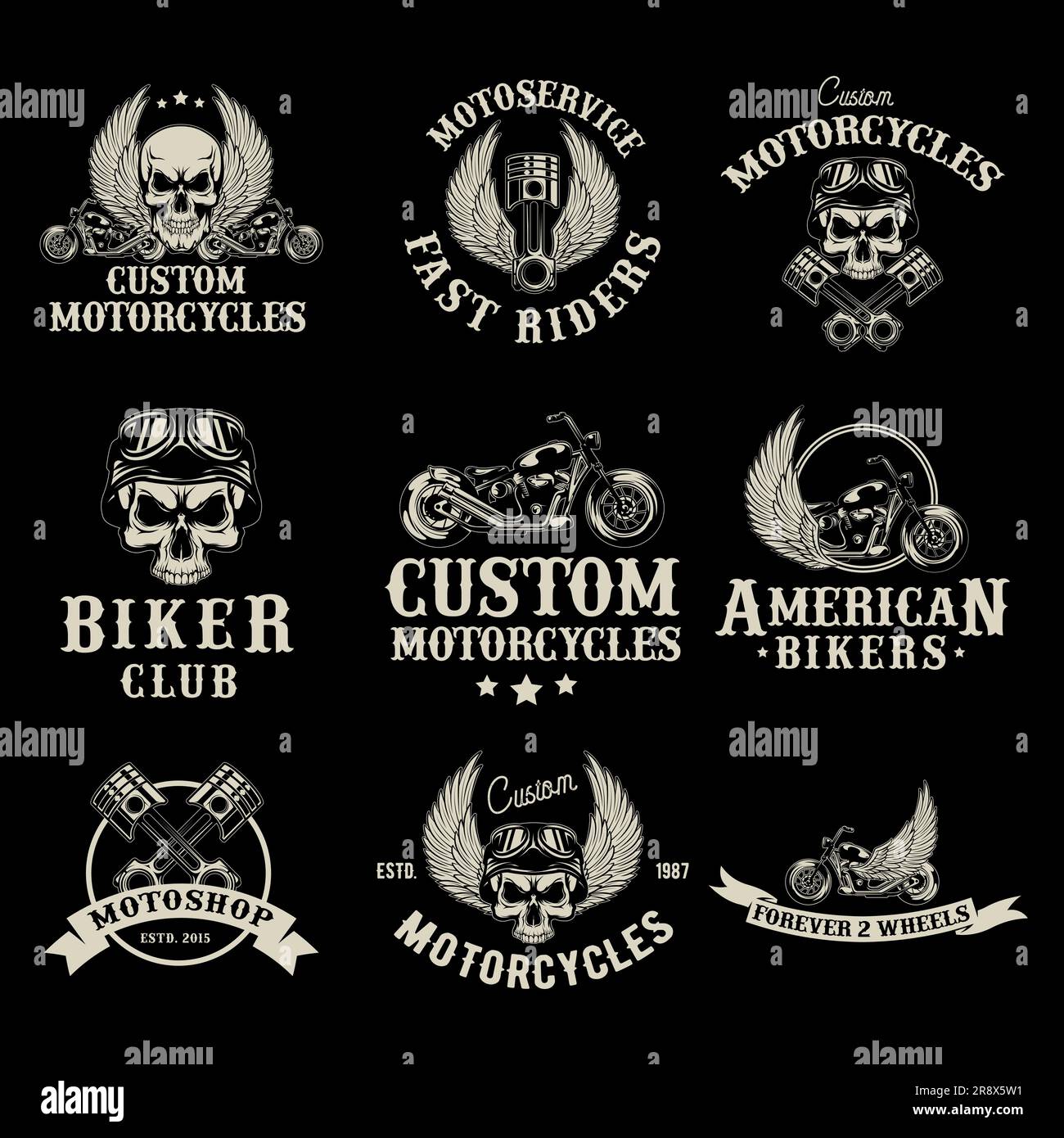 Motor bike shop logo set Stock Vector Image & Art Alamy