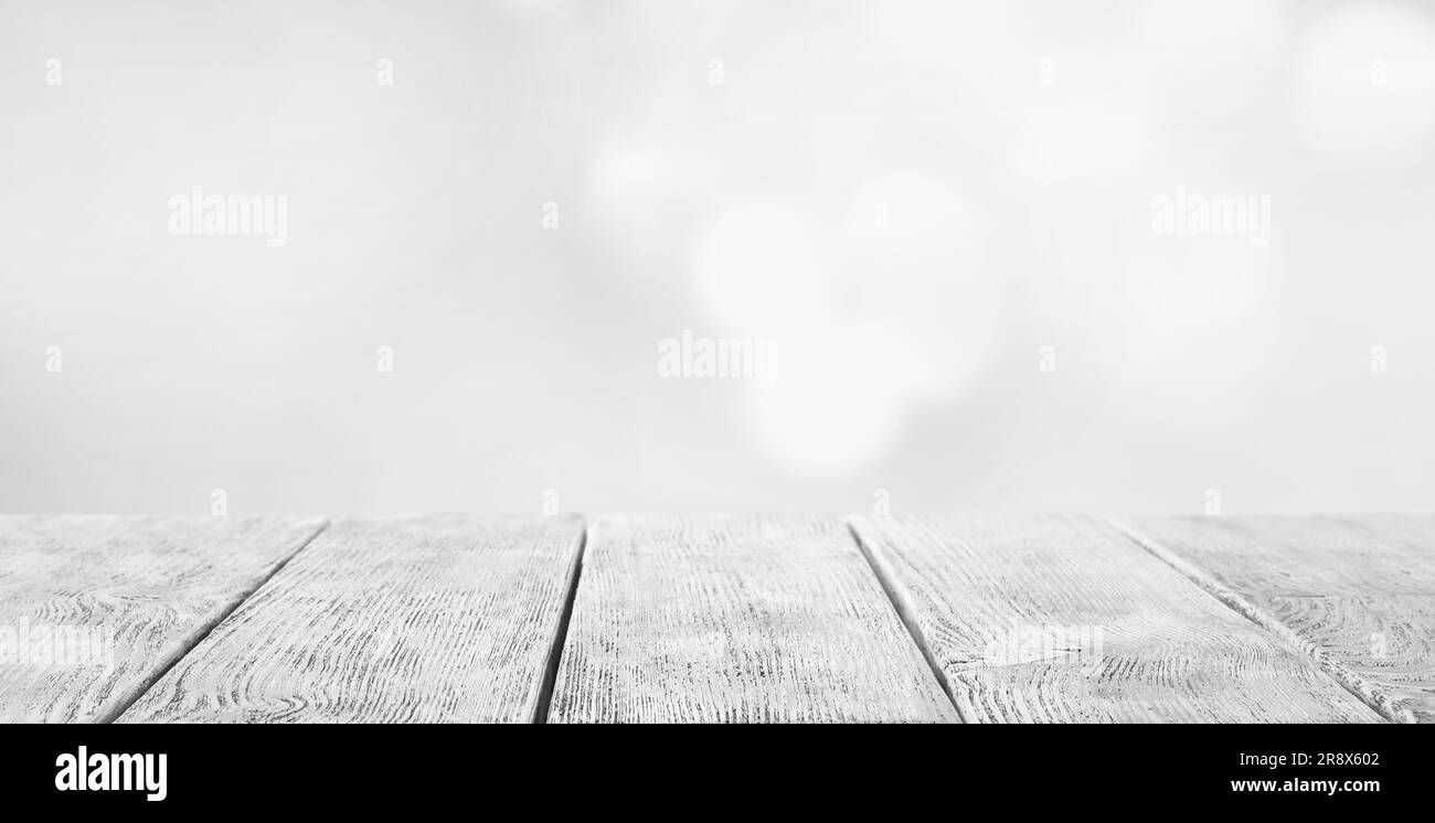 Empty white stone surface against blurred background, banner. Space for design Stock Photo