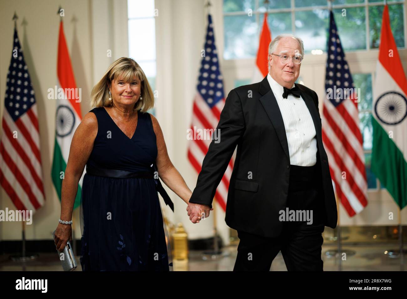 Michael C. Donilon, right, Assistant to the President and Senior Advisor to the President, and Patricia Donilon, arrive to attend a state dinner in honor of Indian Prime Minister Narendra Modi hosted by US President Joe Biden and First Lady Jill Biden at the White House in Washington, DC, US, on Thursday, June 22, 2023. Biden and Modi announced a series of defense and commercial deals designed to improve military and economic ties between their nations during a state visit at the White House today. Photographer: Ting Shen/Pool/Sipa USA Stock Photo