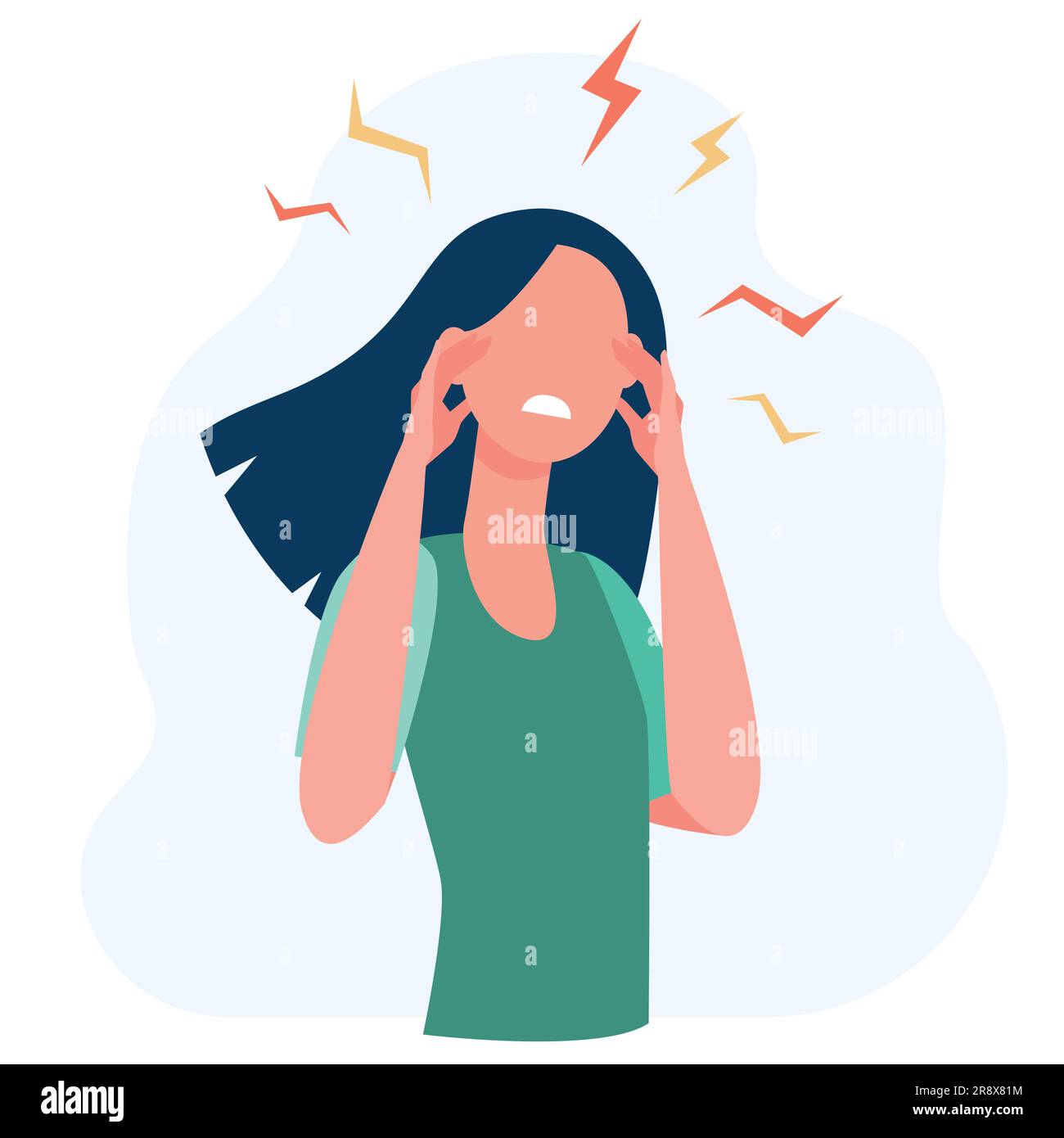 Stressed woman feeling headache Stock Vector Image & Art - Alamy