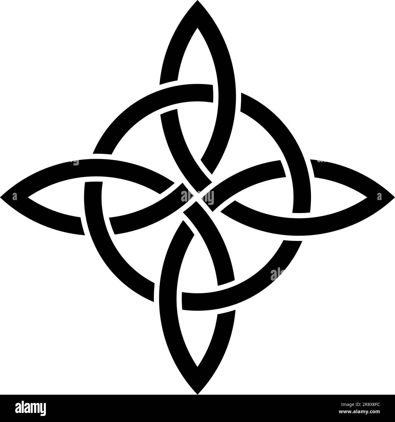 Bowen knot in black. Celtic symbol known as true lover's knot. The Bowen knot symbolizes a man's true love and loyalty to his woman. Stock Vector