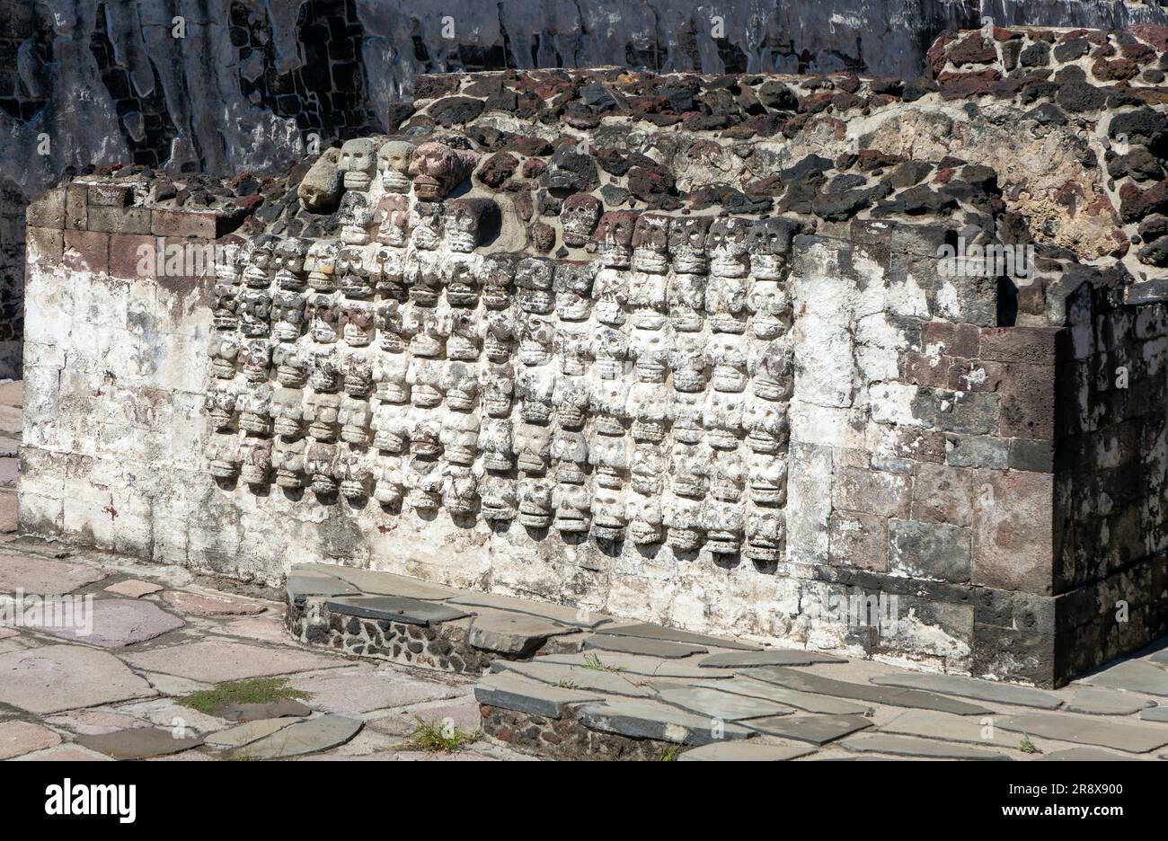 wall-of-stone-skulls-called-tzompantli-archaeological-site-and-museum