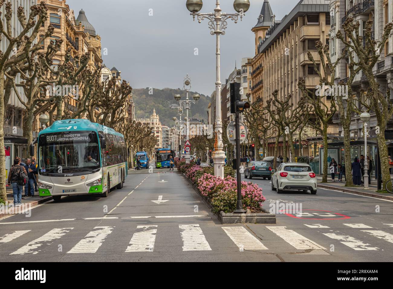 San Sebastian, Spain 31 March 2023 Traffic in the streets of city