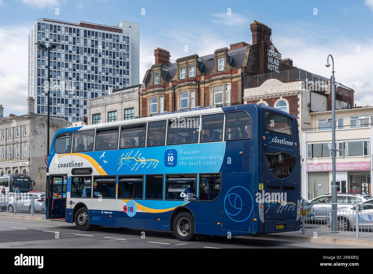 Coastliner double decker bus in Portsmouth, Hampshire, England, UK Stock Photo