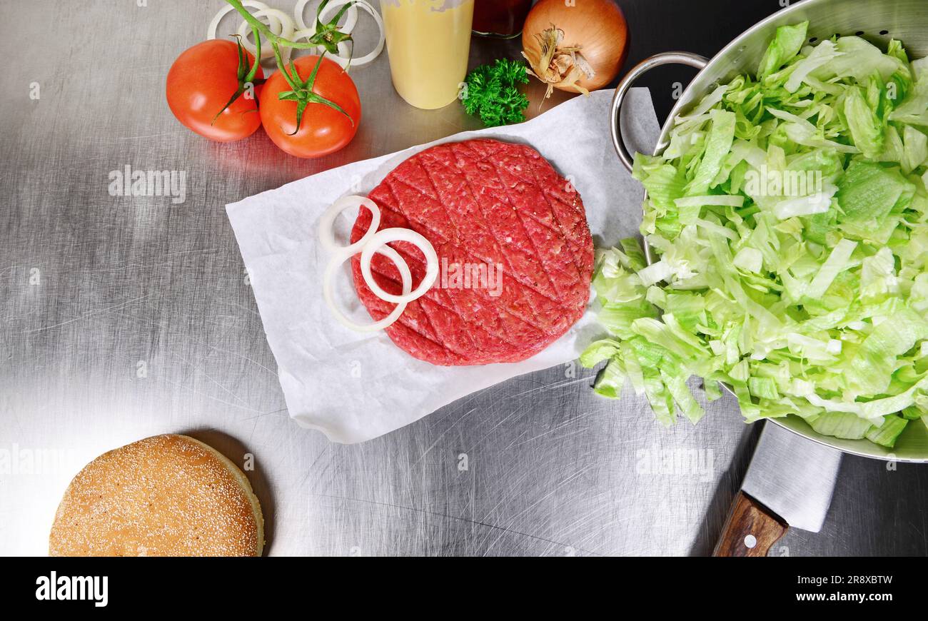 Preparing Hamburger Patty Stock Photo
