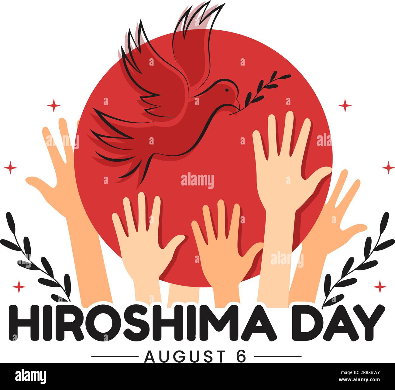 Hiroshima Day Vector Illustration on 6 August with Peace Dove Bird and