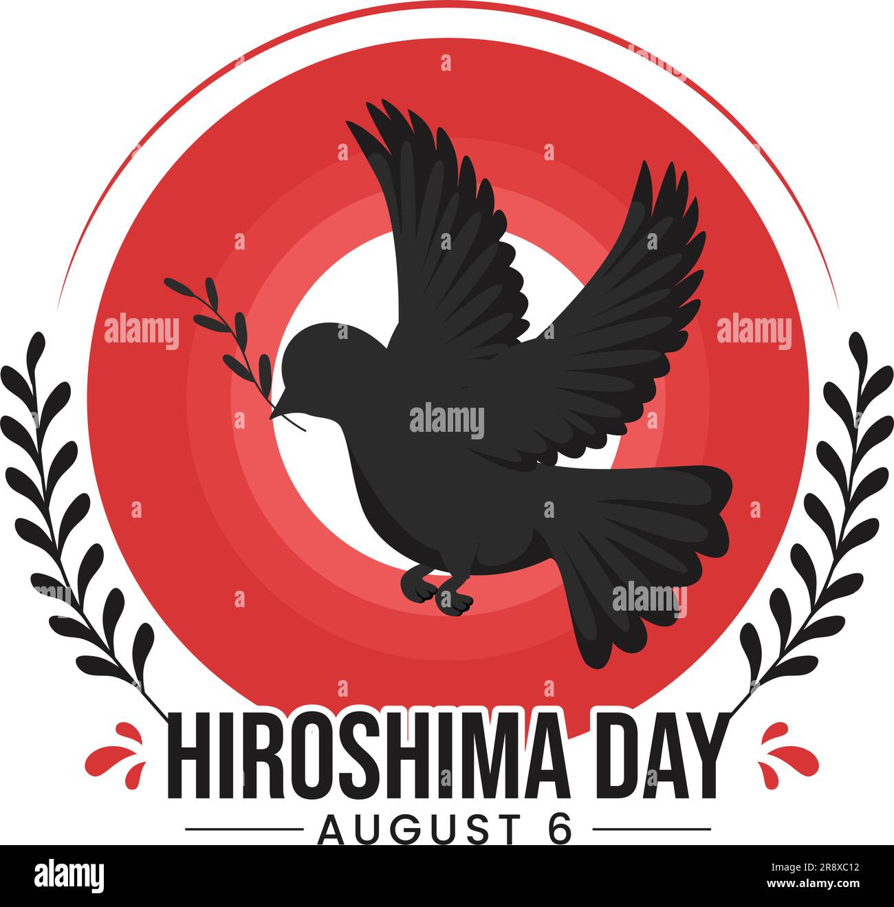 Hiroshima Day Vector Illustration on 6 August with Peace Dove Bird and