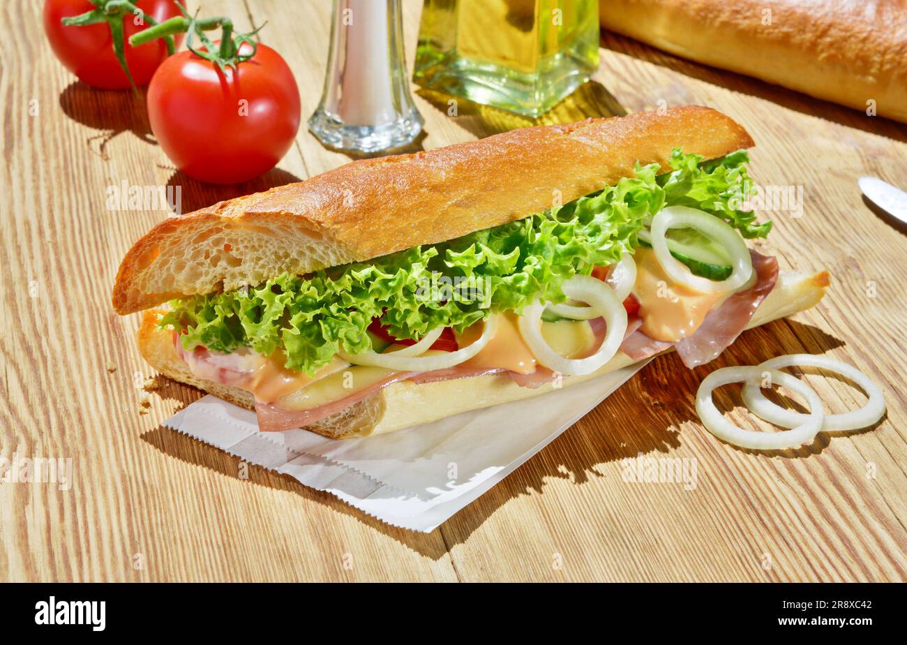 French Baguette with Ham and Cheese in Summertime Stock Photo Alamy