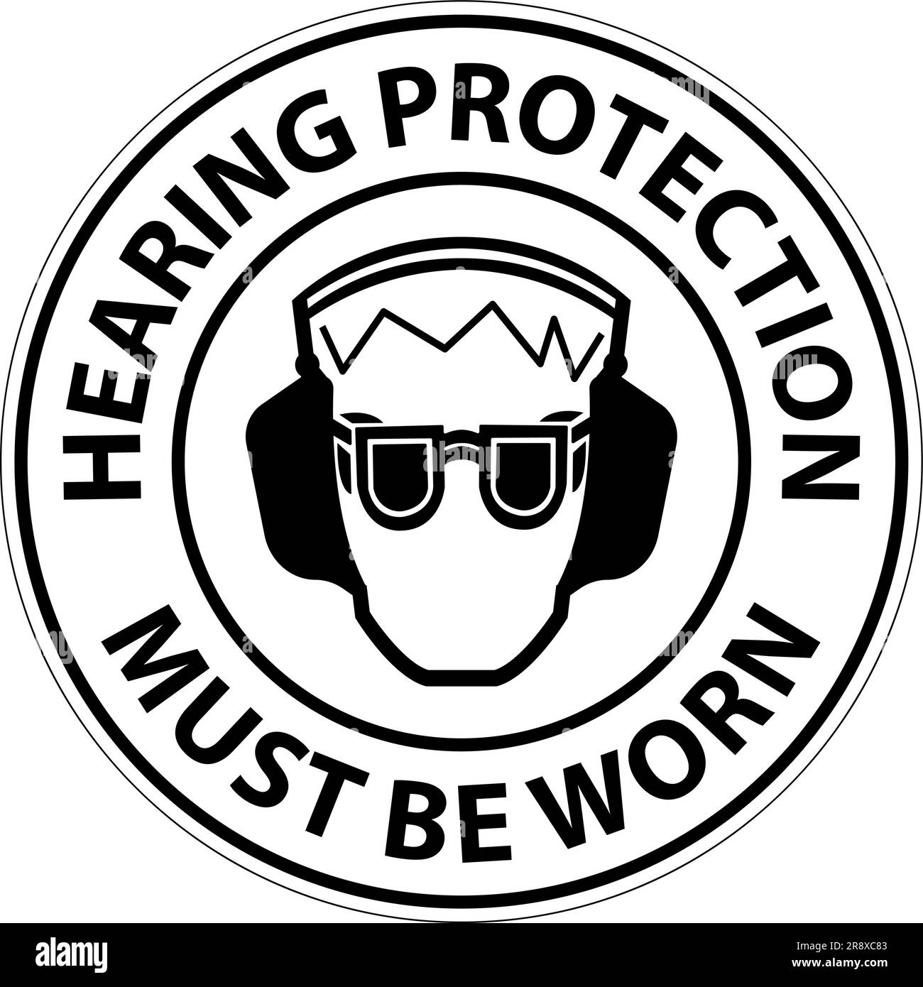 Hearing Protection Must Be Worn Sign On White Background Stock Vector