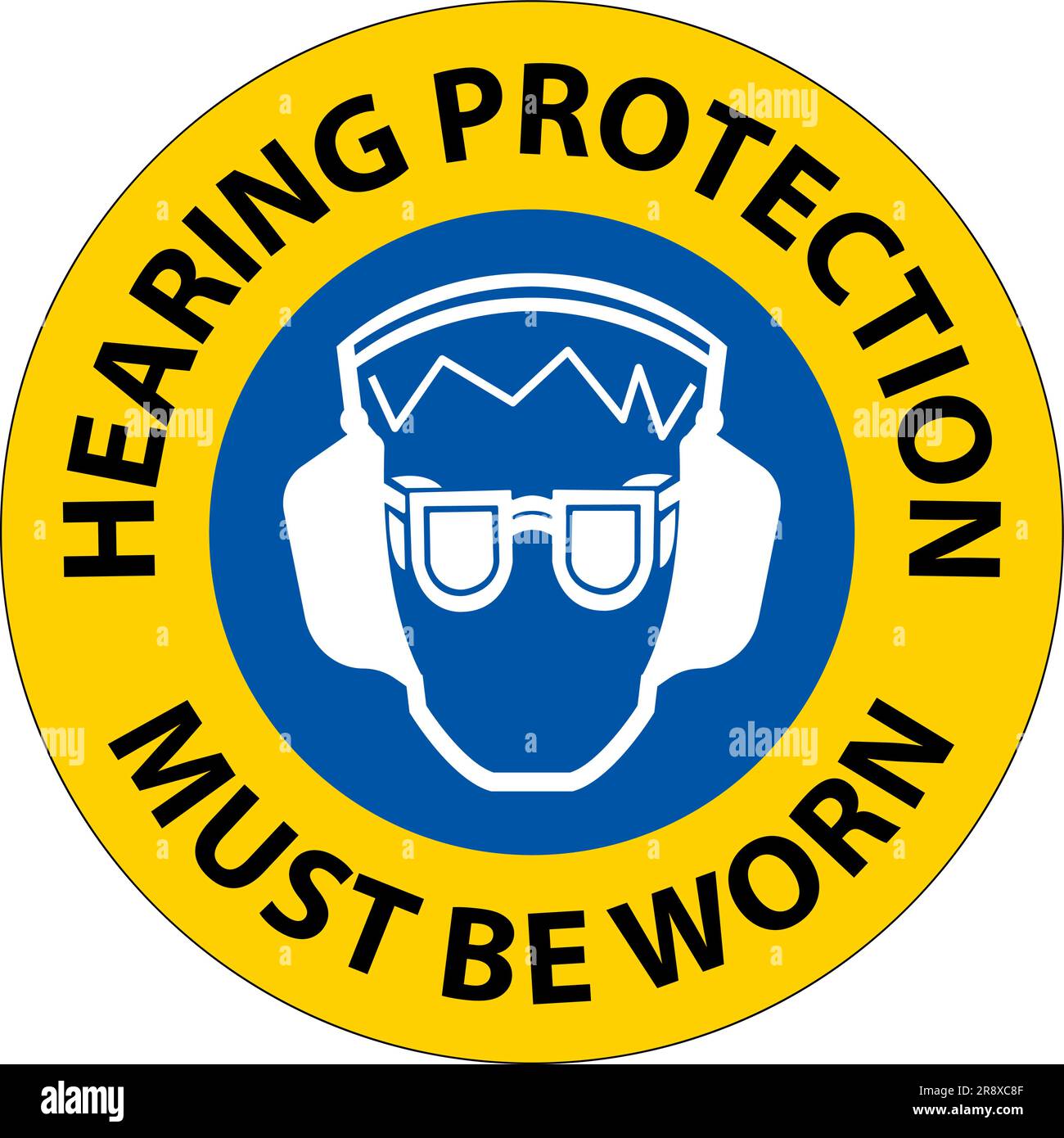 Hearing Protection Must Be Worn Sign On White Background Stock Vector