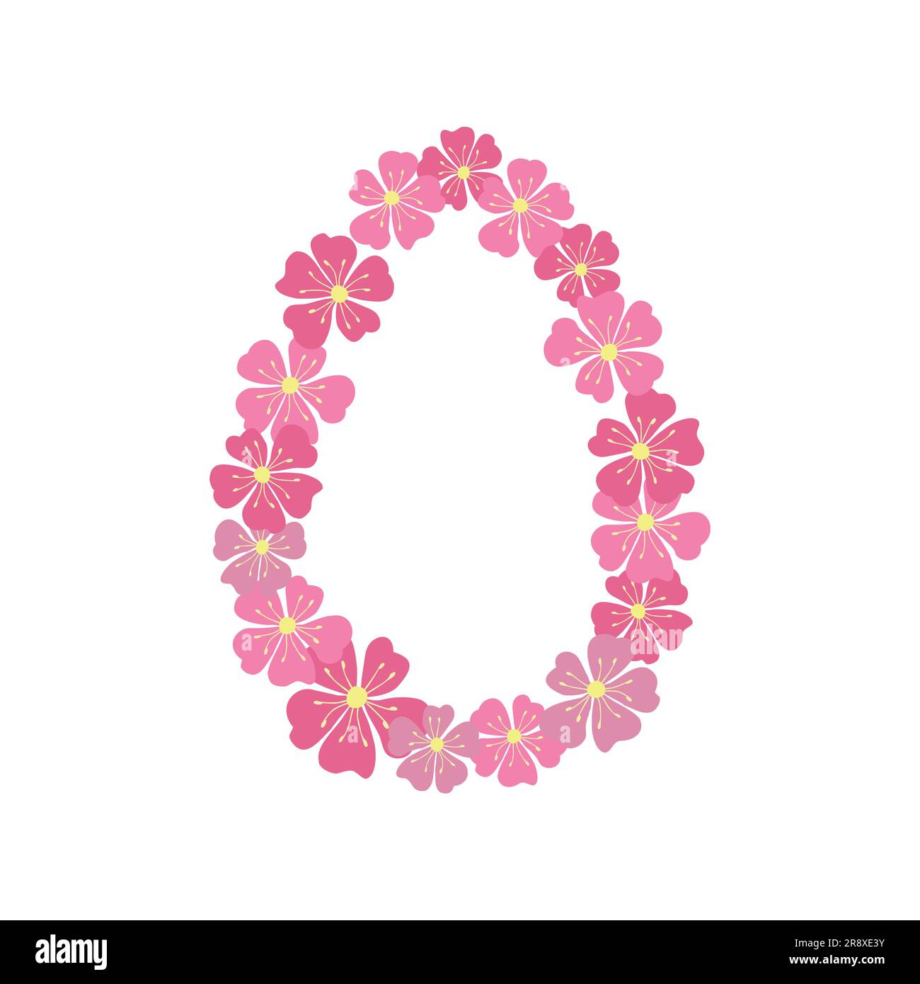 Easter egg with flower wreath Floral decor for card or invite Stock Vector