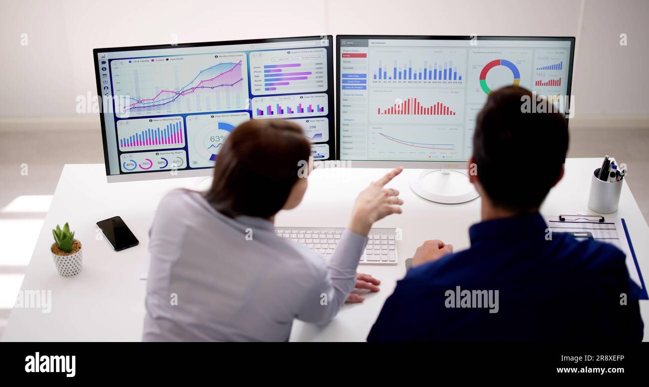 Data Analyst Using Data Analytics KPI Dashboard Stock Photo