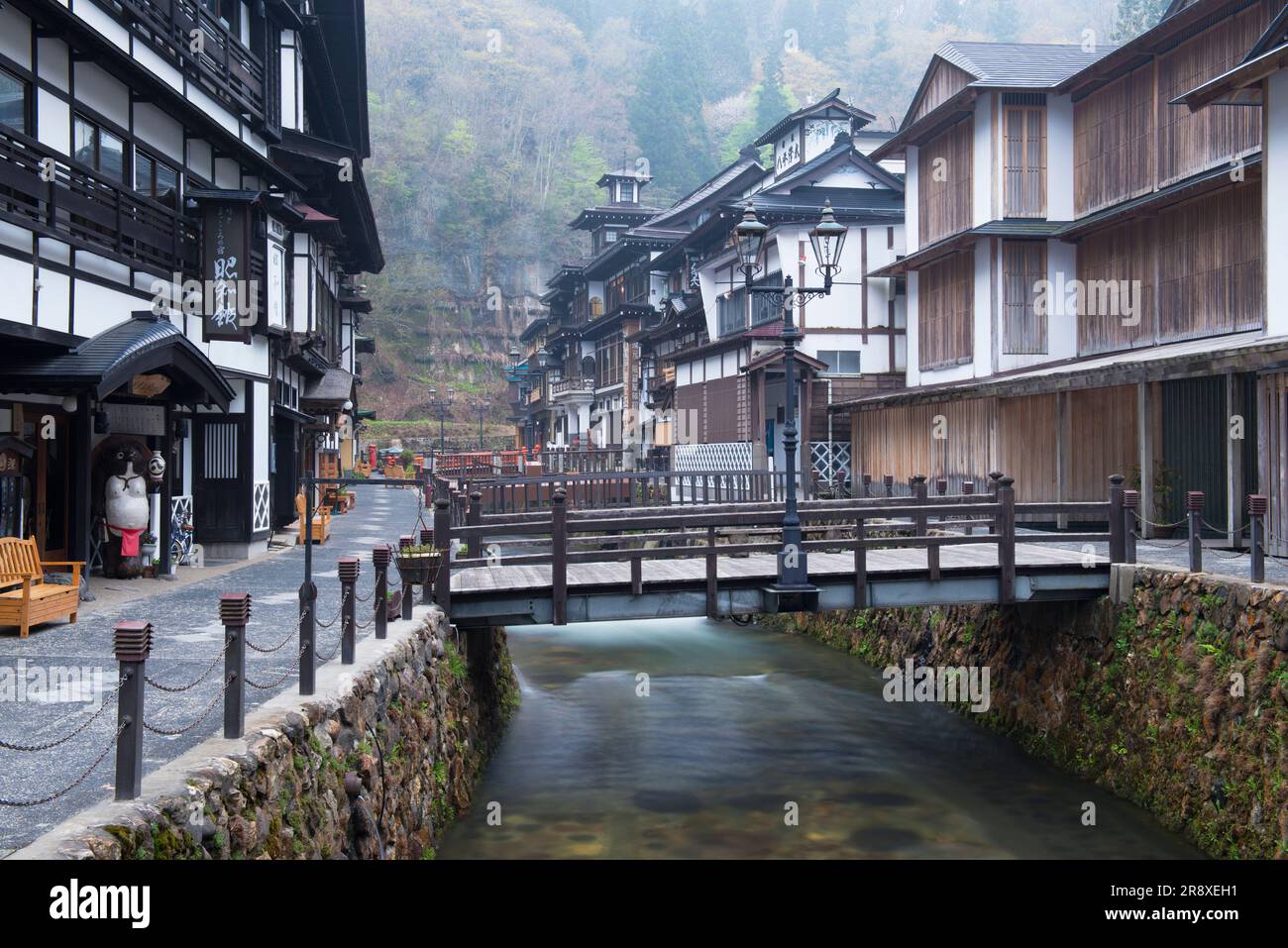 Ginzan Onsen hot spring Stock Photo