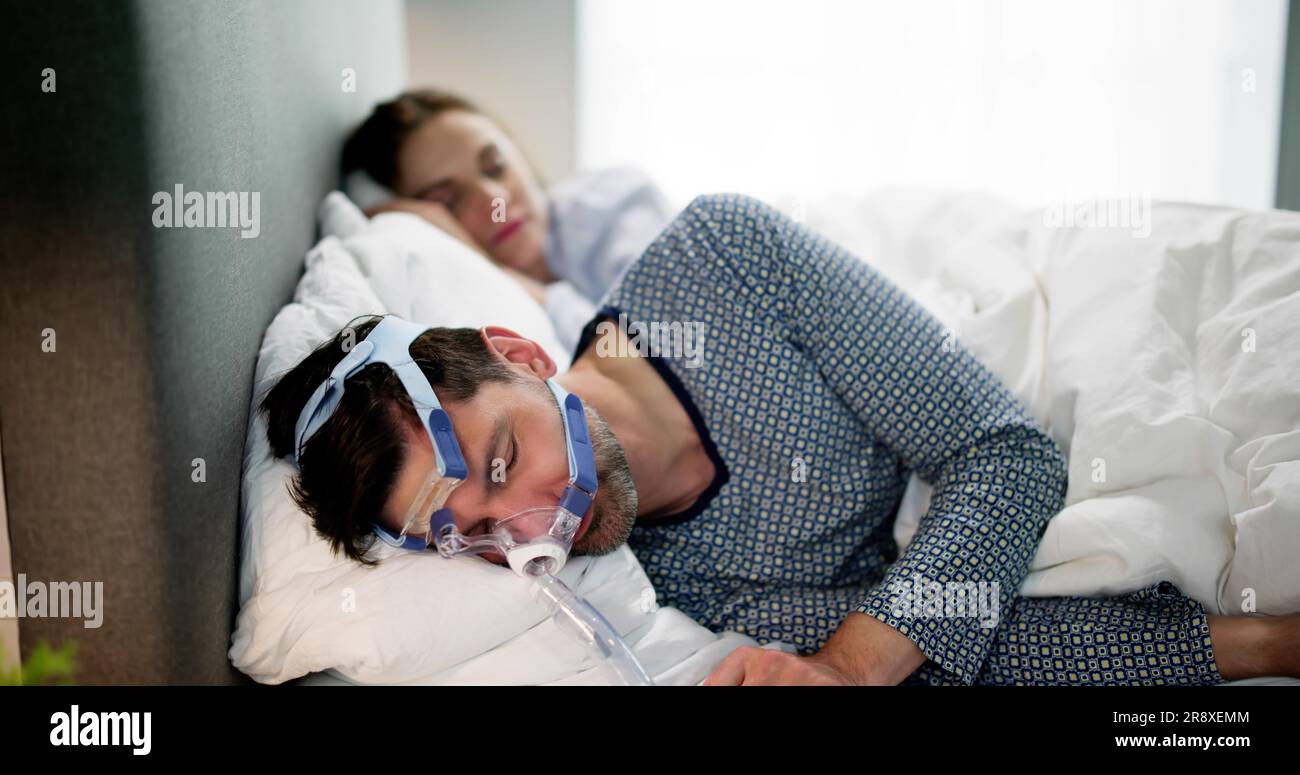 Sleep Apnea Oxygen Mask Equipment And Cpap Machine Stock Photo Alamy