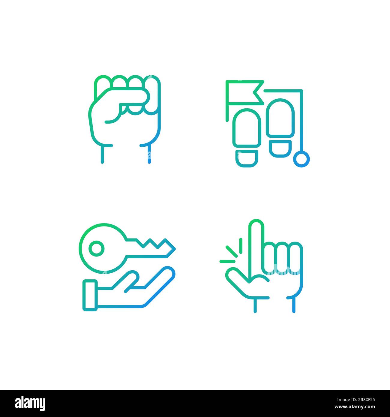 Goal setting pixel perfect gradient linear vector icons set Stock Vector