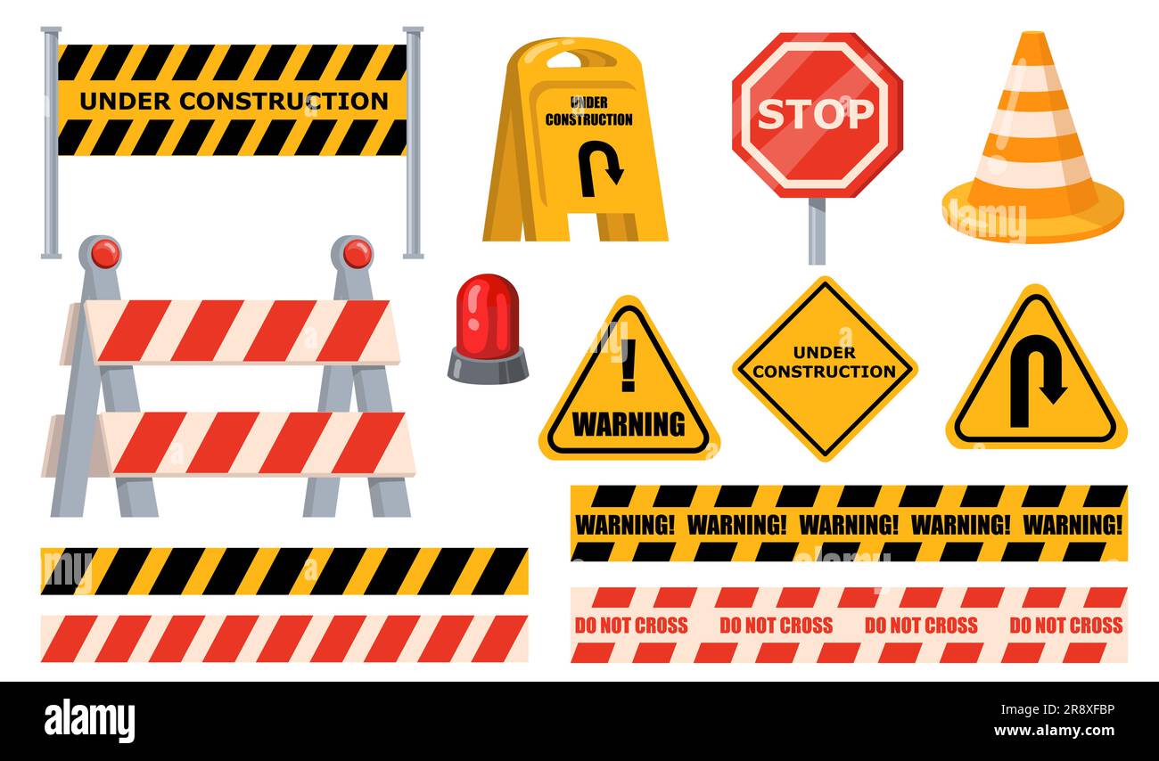 Road barriers set Stock Vector