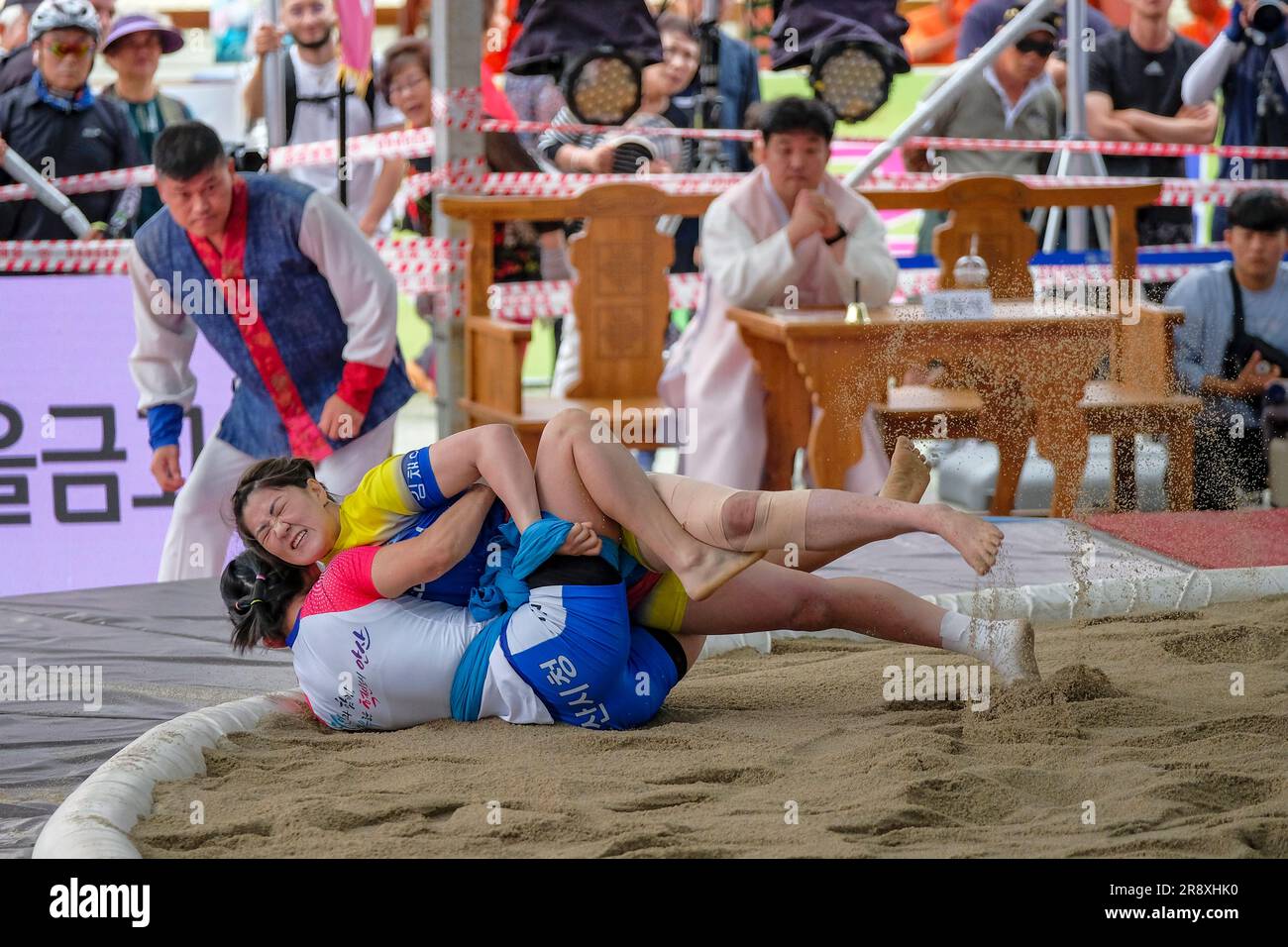 Gangneung, South Korea - June 20, 2023: Ssireum or Korean wrestling at ...