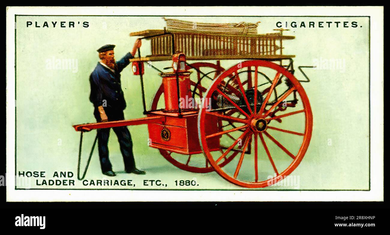 Hose and Ladder Carriage 1880 - Vintage Cigarette Card Stock Photo - Alamy