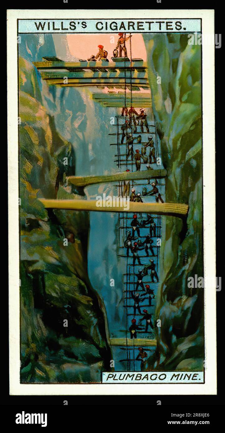 Plumbago Mine - Vintage Cigarette Card Stock Photo