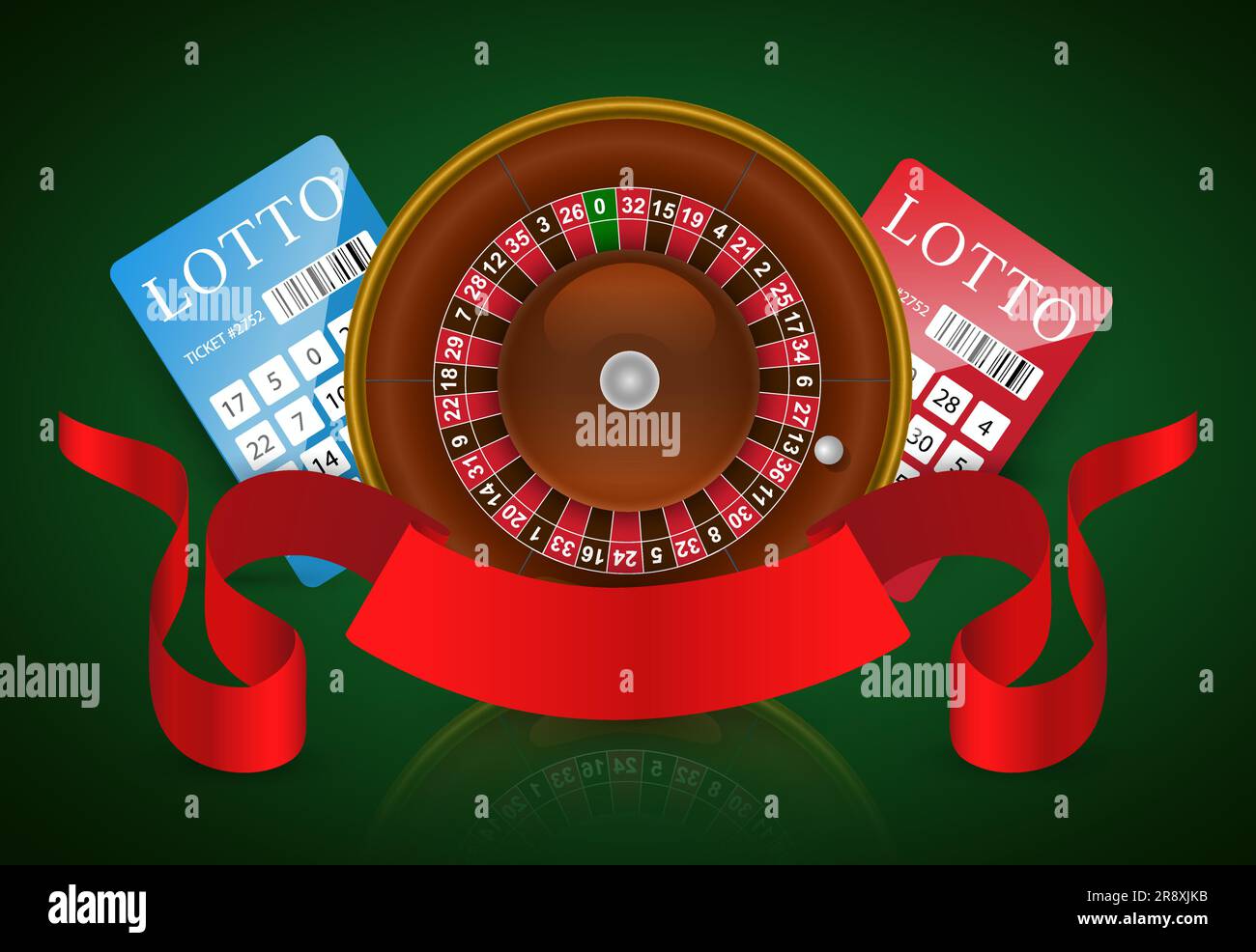 Casino roulette, lottery tickets and red ribbon Stock Vector Image & Art -  Alamy