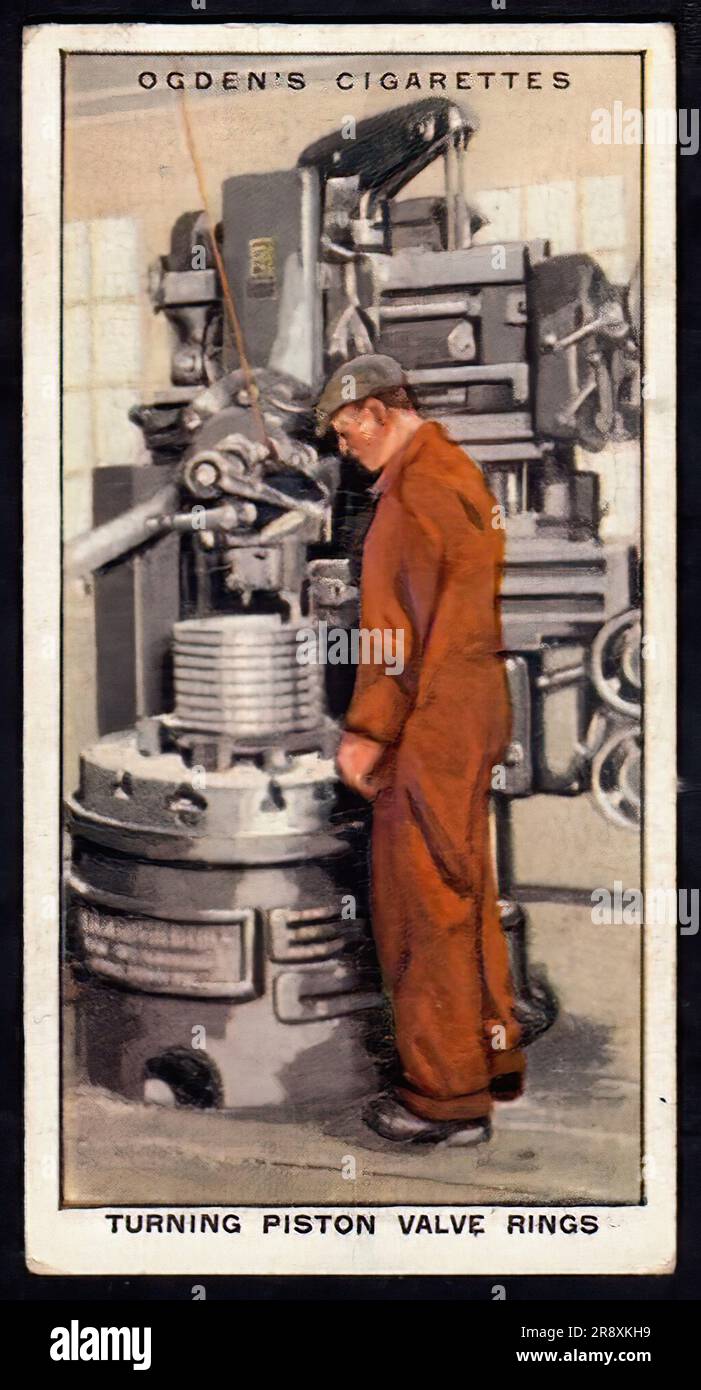 Turning Piston Valve Rings Vintage Cigarette Card Stock Photo Alamy