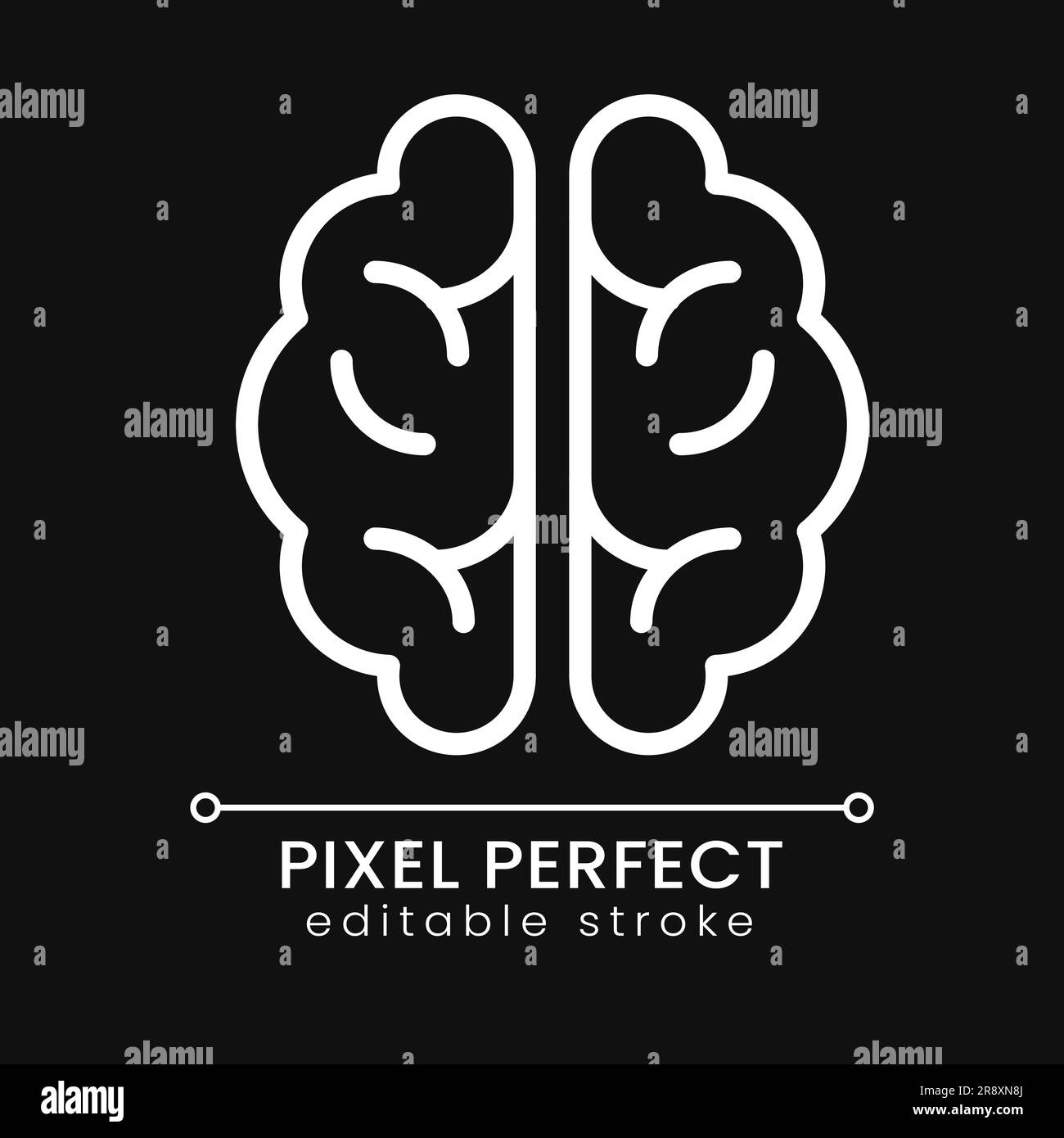Human brain pixel perfect white linear icon for dark theme Stock Vector ...