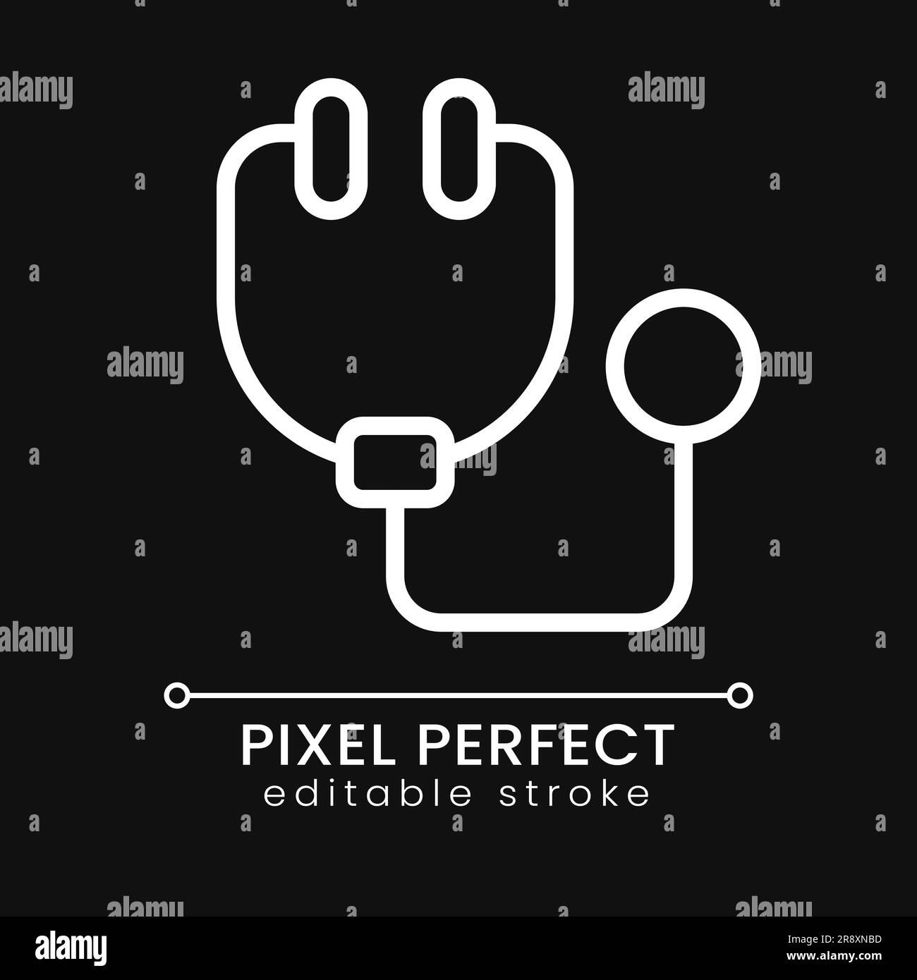 Stethoscope pixel perfect white linear icon for dark theme Stock Vector