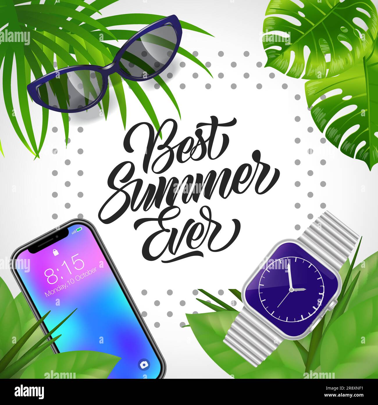 Best summer ever lettering with gadget Stock Vector Image & Art - Alamy