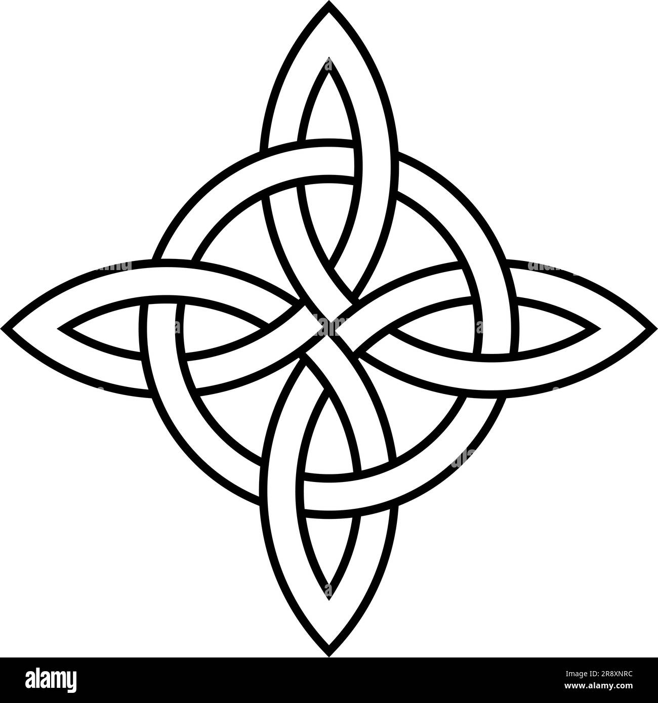 Bowen knot in black outline. Celtic symbol known as true lover's knot.  The Bowen knot symbolizes a man's true love and loyalty to his woman. Stock Vector