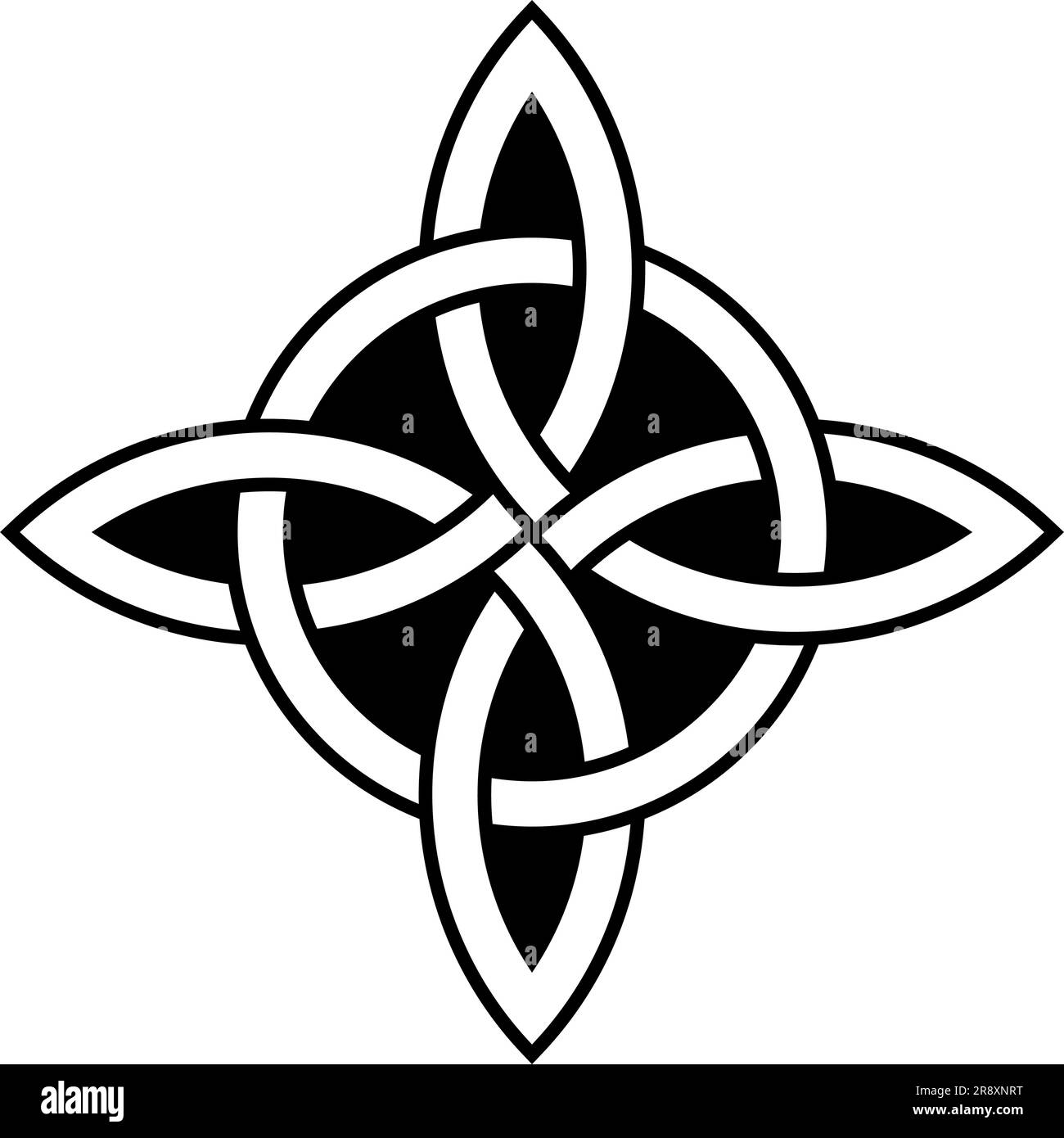 Bowen knot in black outline. Celtic symbol known as true lover's knot.  The Bowen knot symbolizes a man's true love and loyalty to his woman. Stock Vector