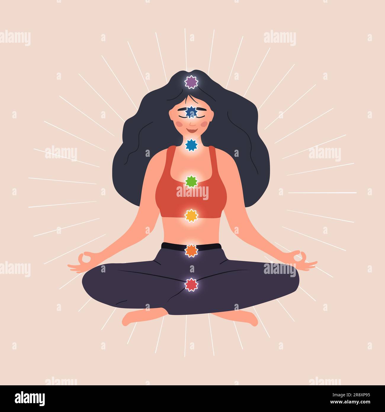 Seven chakras system of human body. Ayurveda, Buddhism and Hinduism