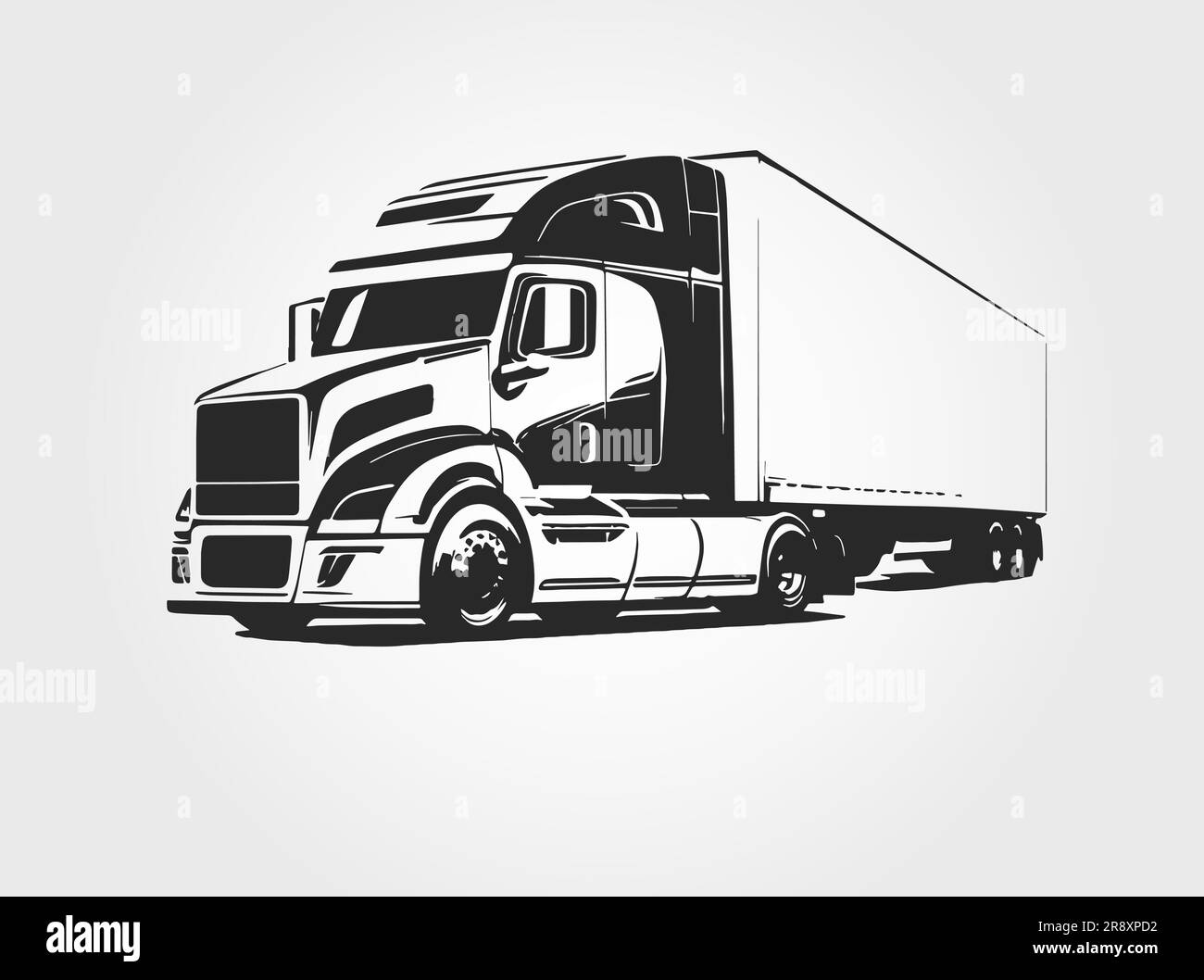 Semi truck. Vector Lorry. White blank template for truck, semi-trailer for advertising, for coloring book. Stock Vector