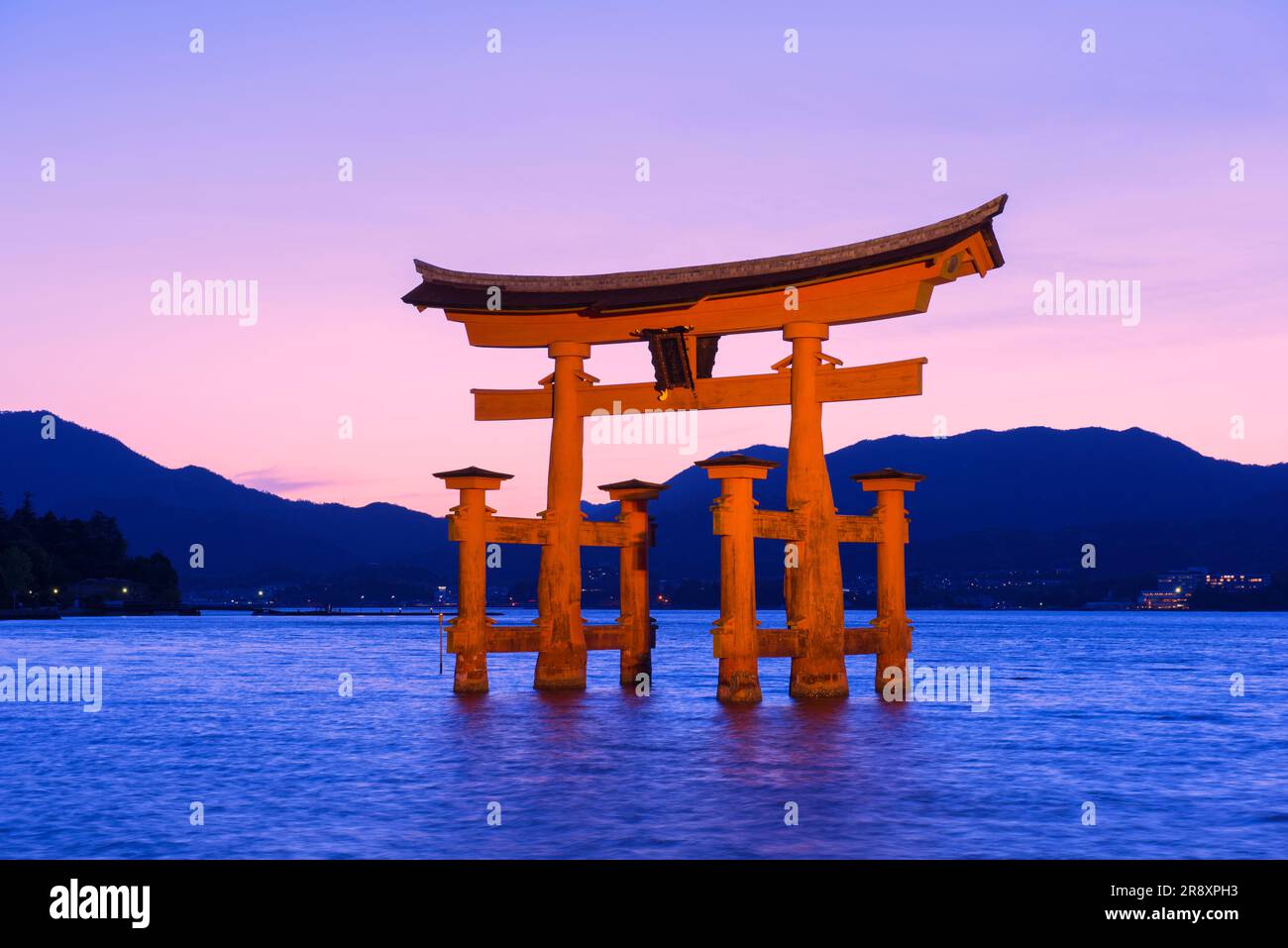 evening view of Otorii gate of Itsukushima Shrine Stock Photo - Alamy