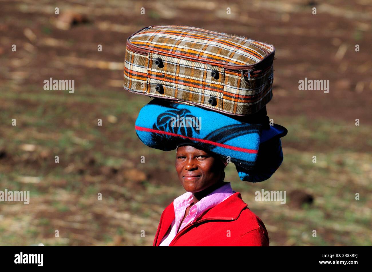 Basotho woman near Semonkong, Lesotho, South Africa Stock Photo